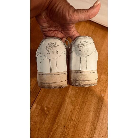 Nike AF1 White Leather Mens Sneakers Size 12.5 (B) - Picture 9 of 13